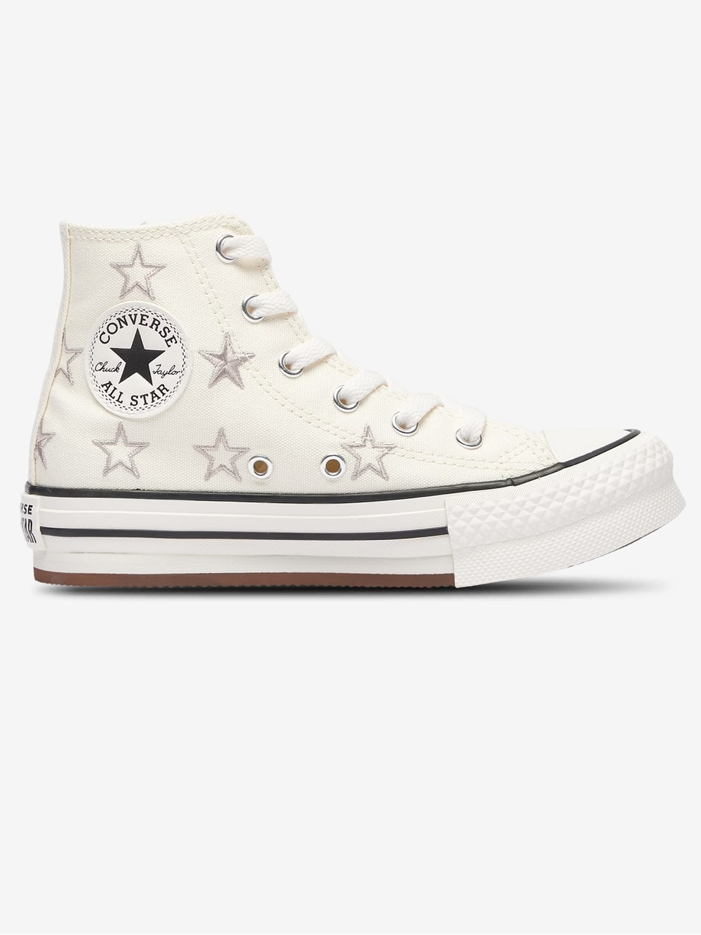 Converse CTAS Eva Lift Hi Sneakers - White with Silver/Gray Stars Print
